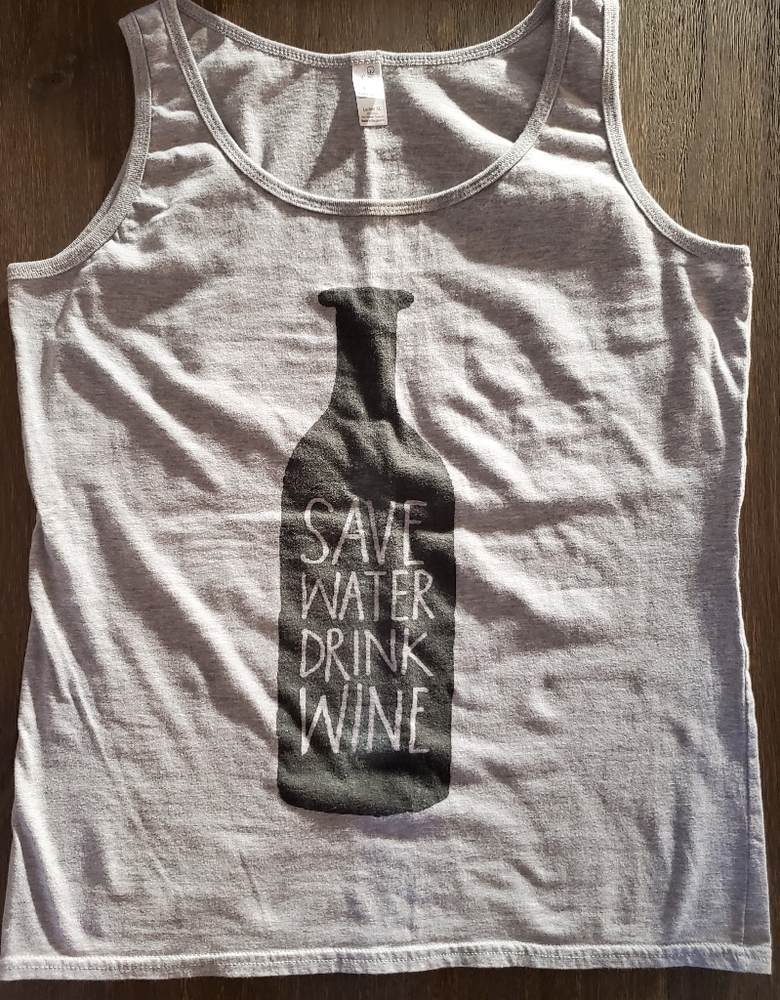 Save Water Drink Wine grafic tank XL fits like L
